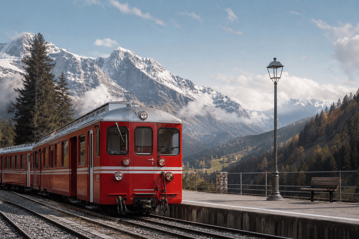 Paar am Alpenbahnhof — geplante Auszeit mit Festgeld