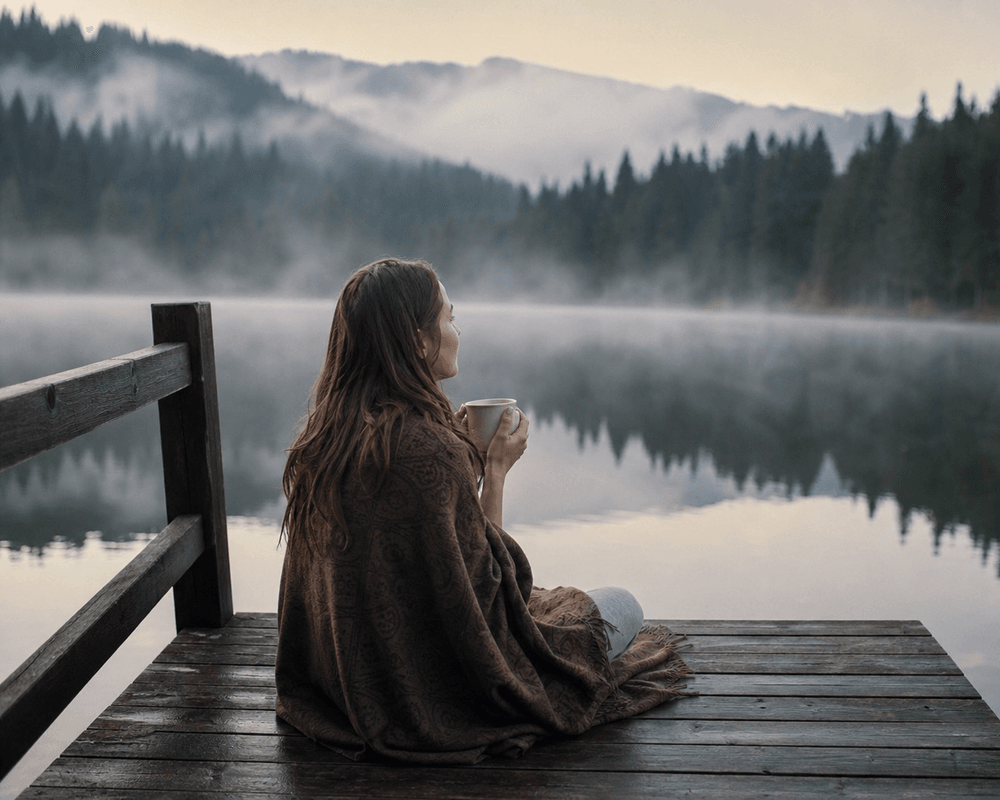 Frau am See — ruhige Momente und flexible Freiheit
